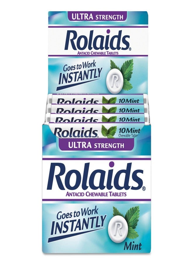 Rolaids R10034 Ultra Strength Antacid Chewable Tablets, Mint, 10/Roll, 12 Roll/Box - Image 2